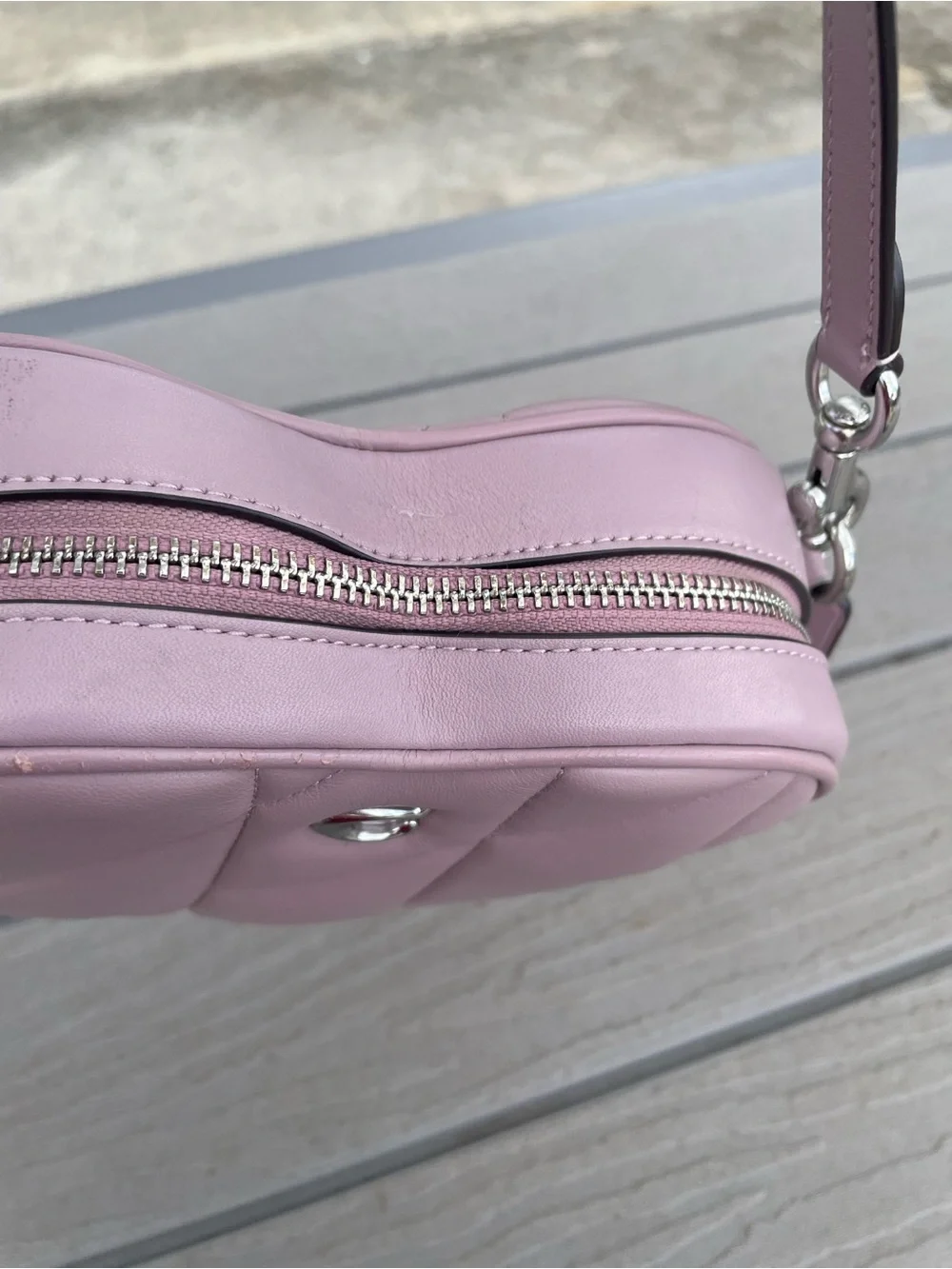 Coach Heart Quilted Crossbody Bag in Dusty Lilac